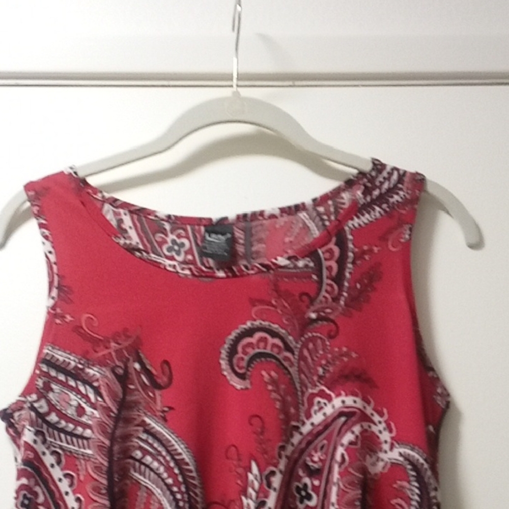 Printed Pocket Red Sleeveless Tunic - Picture 3 of 8